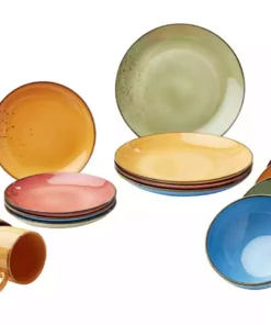 Peill+Putzler Kombiservice, 16-teilig Amalfi | Orange / Azurblau / Naturgrün / Feuerrot