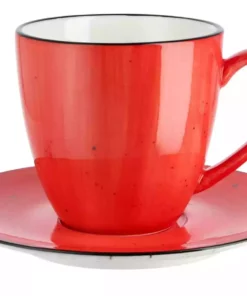 Peill+Putzler Kaffeeuntertasse Genua | Rot / Weiß Kaffeeuntertasse